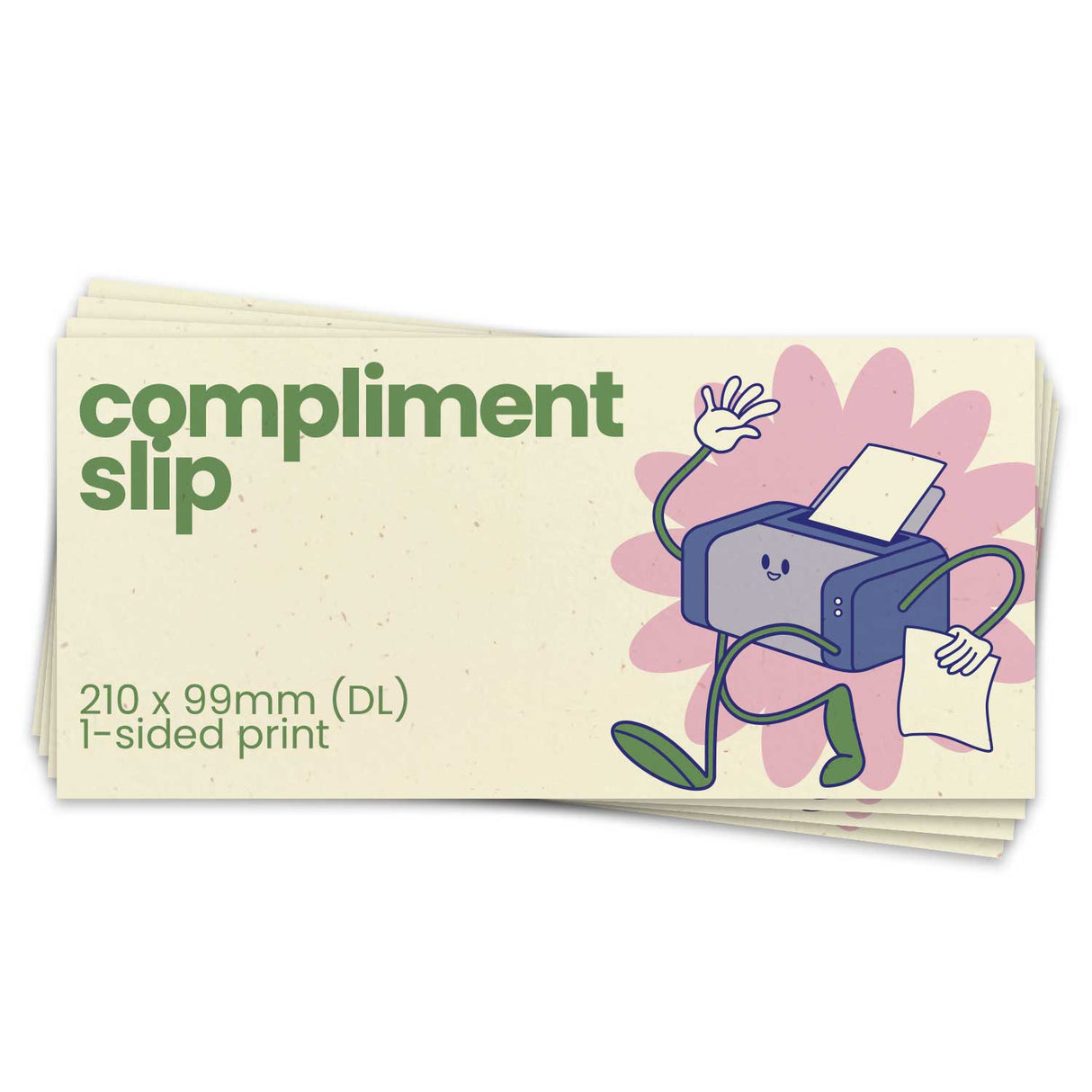 Single-Sided DL Recycled Printed Compliment Slips - 99 x 210mm