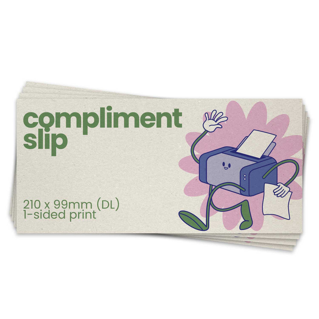 Single-Sided DL Recycled Printed Compliment Slips - 99 x 210mm