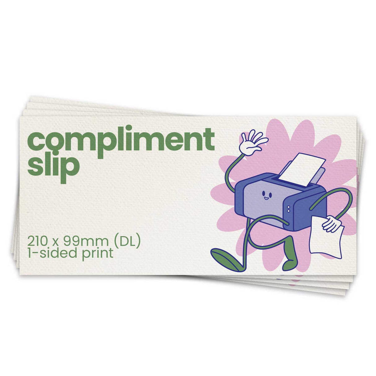 Single-Sided DL Recycled Printed Compliment Slips - 99 x 210mm