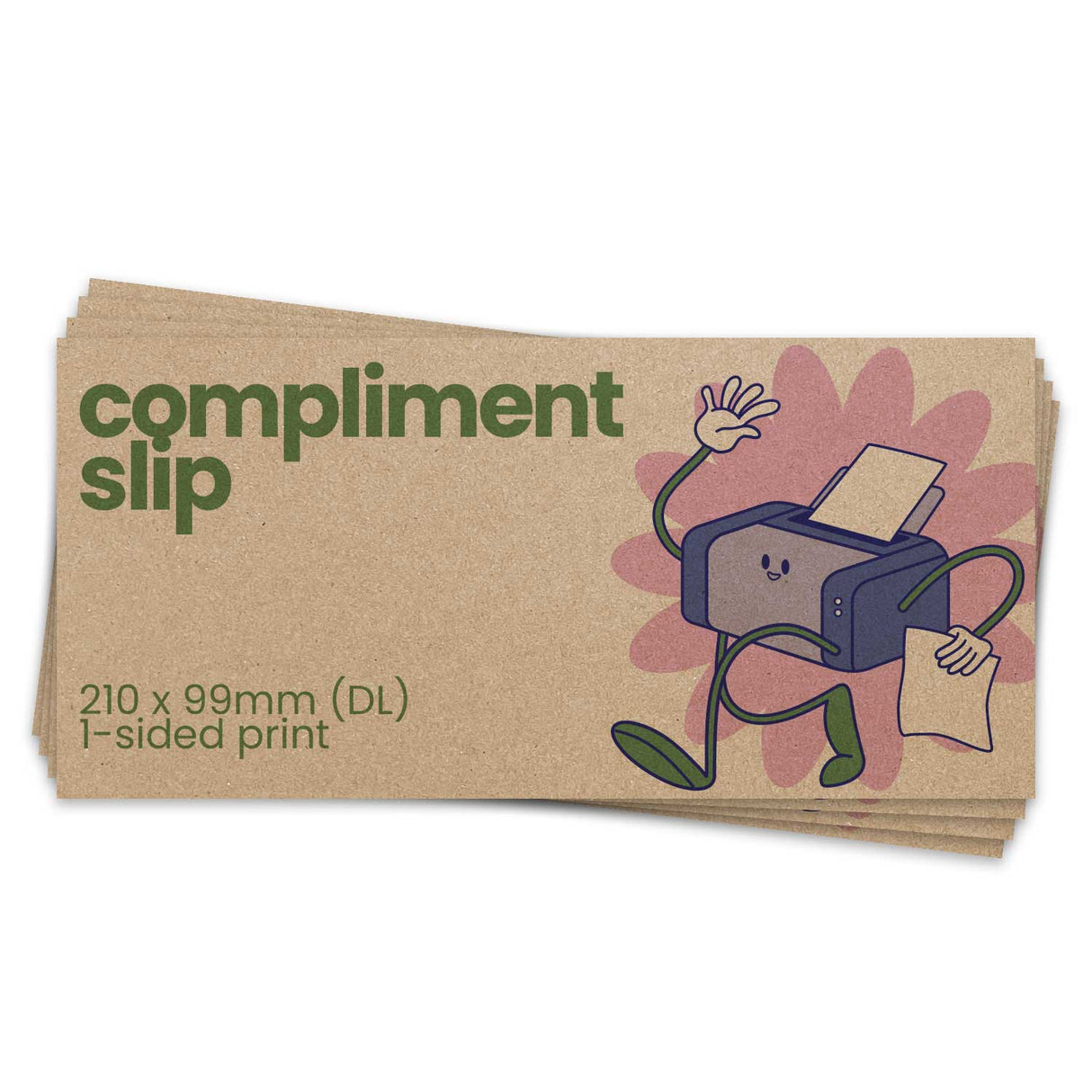 Single-Sided DL Recycled Printed Compliment Slips - 99 x 210mm