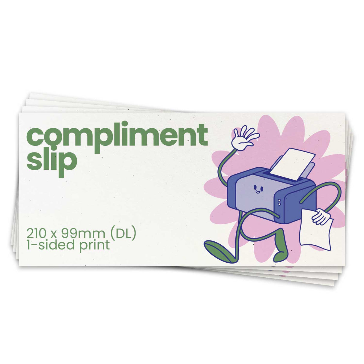 Single-Sided DL Recycled Printed Compliment Slips - 99 x 210mm