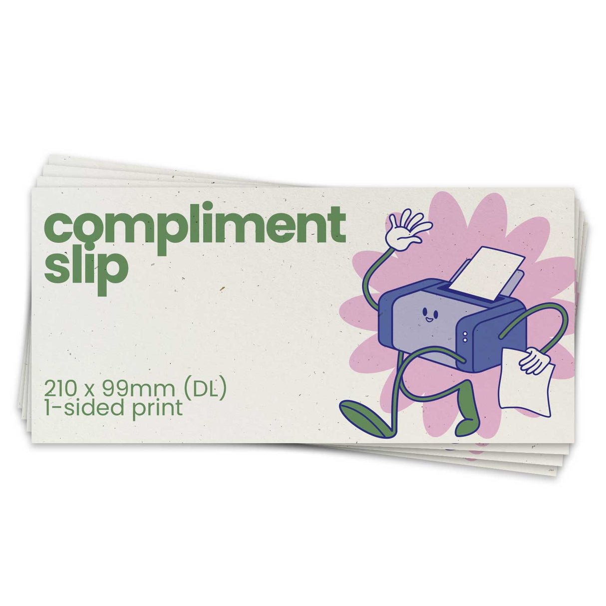 Single-Sided DL Recycled Printed Compliment Slips - 99 x 210mm
