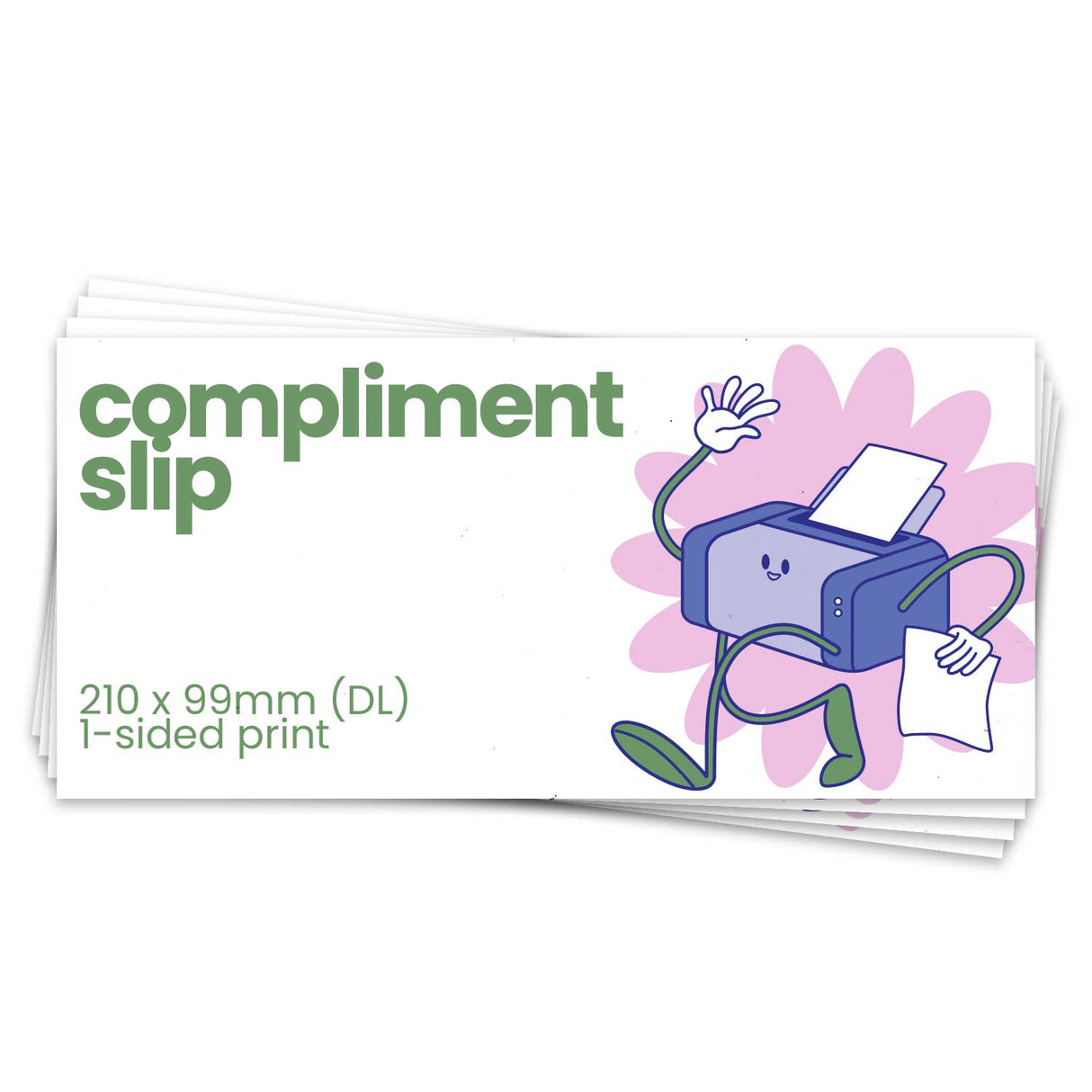 Single-Sided DL Recycled Printed Compliment Slips - 99 x 210mm