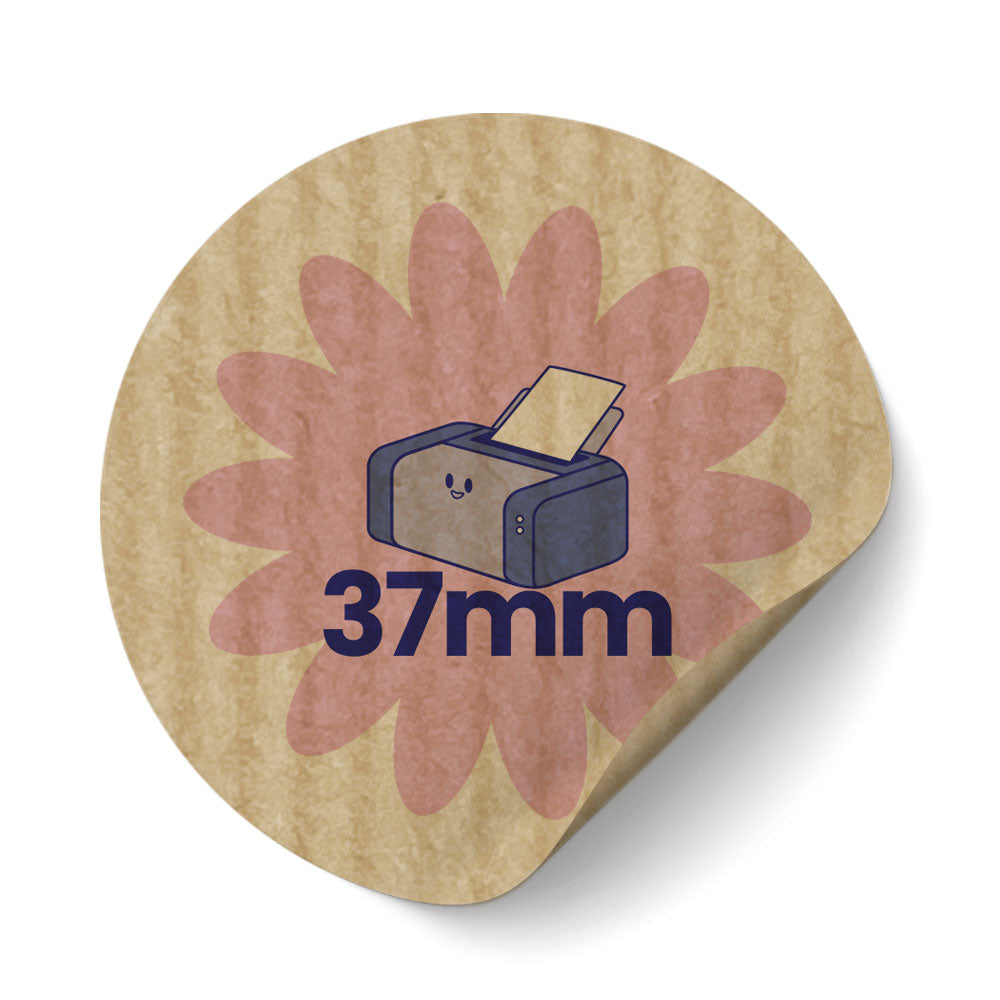 37mm Circle Printed Labels - Kraft Brown