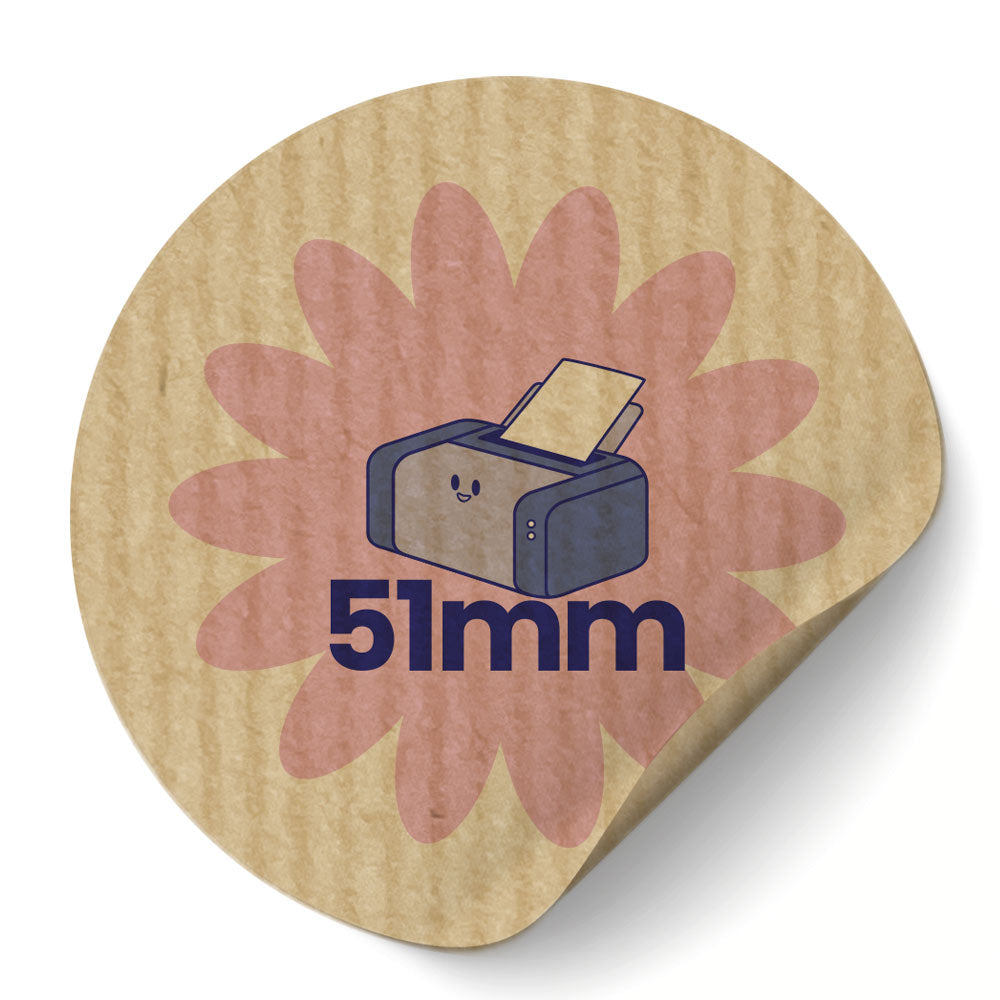 51mm Circle Printed Labels -Kraft Brown