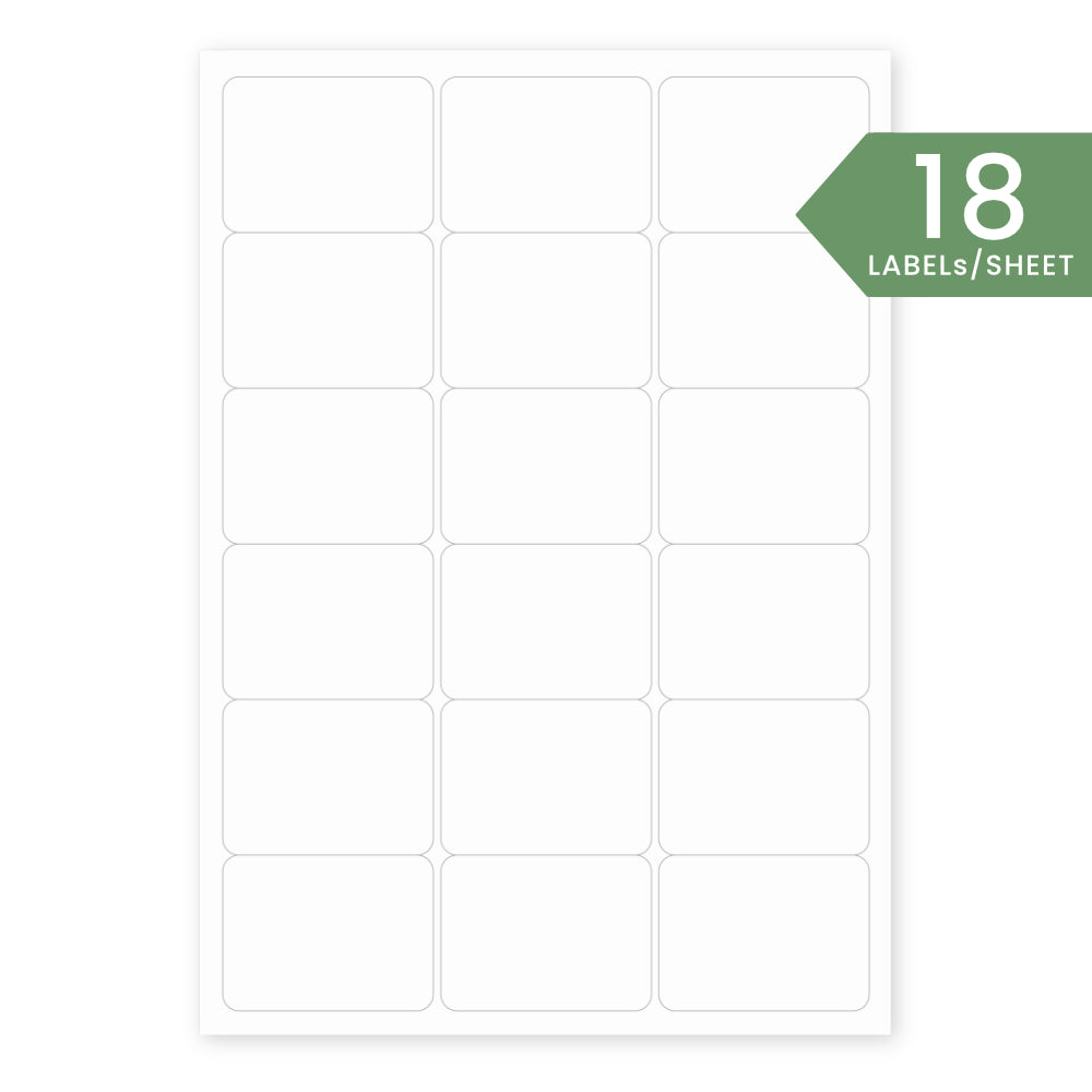64x47mm Printed Labels - Recycled White (18 per A4 sheet)