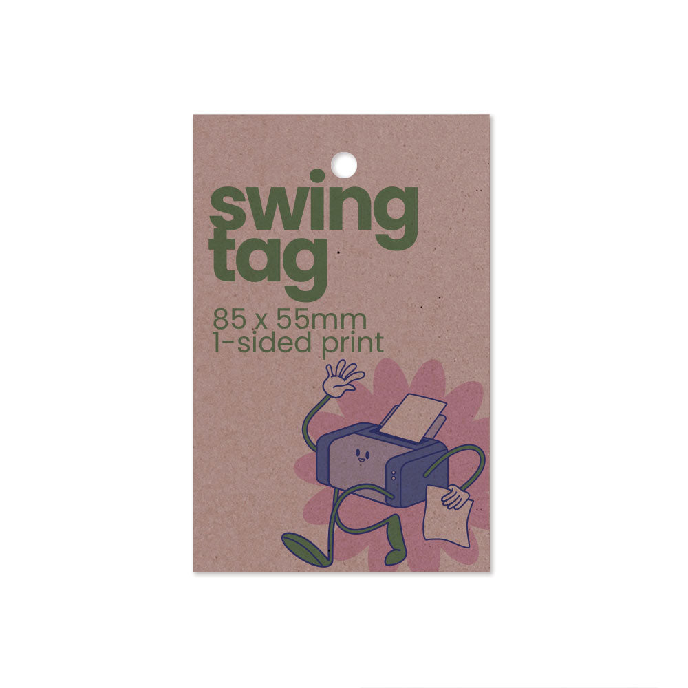 Recycled Printed Swing Tags - 85 x 55mm + 4mm Punched Hole