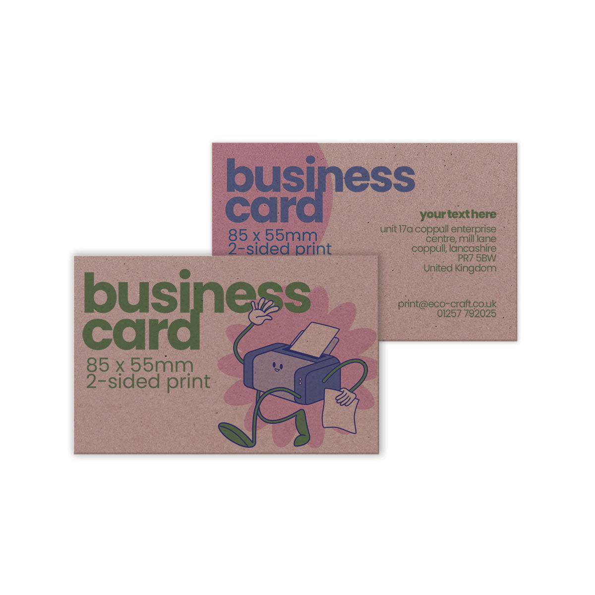 Double Sided Recycled Printed Business Cards - 85 x 55mm
