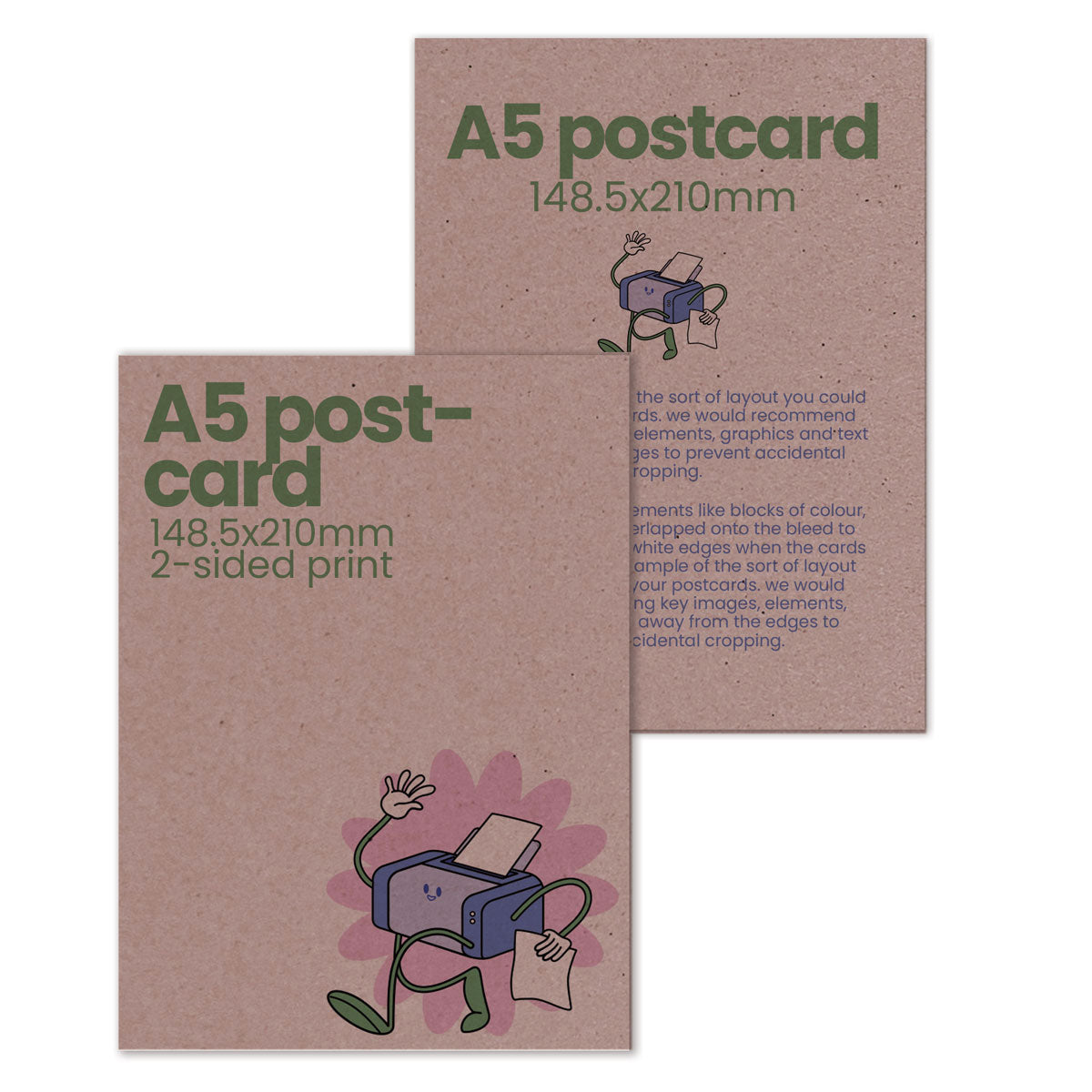 Printed A5 Postcards - Recycled - 148.5 x 210mm