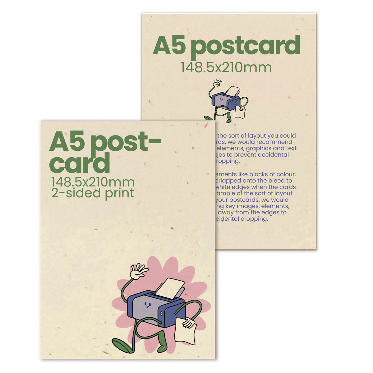 Printed A5 Postcards - Recycled - 148.5 x 210mm