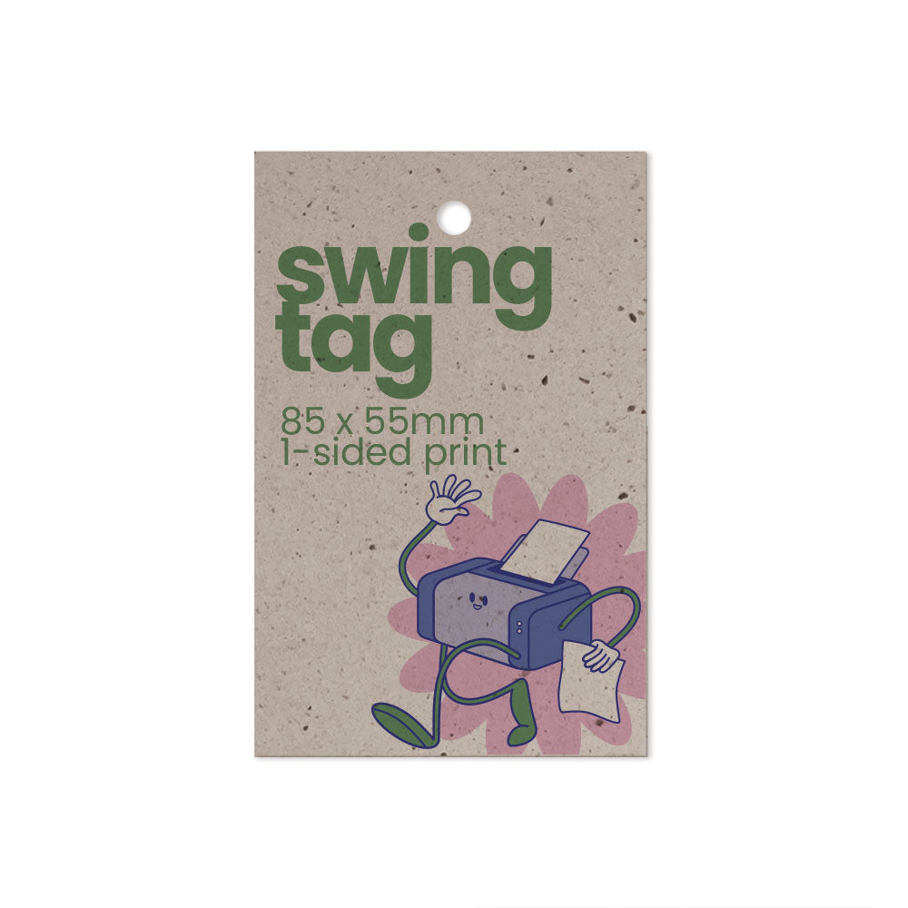 Recycled Printed Swing Tags - 85 x 55mm + 4mm Punched Hole