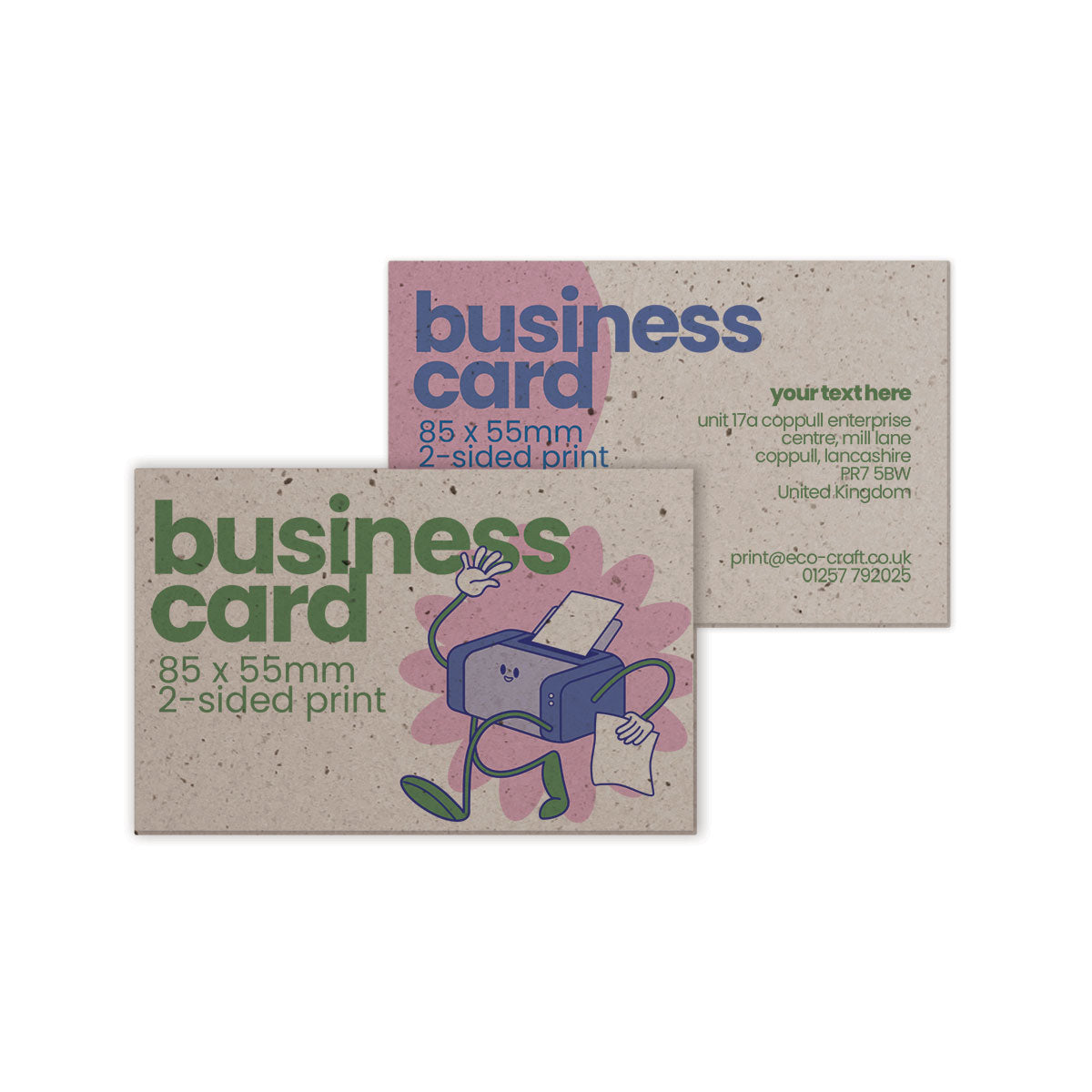 Double Sided Recycled Printed Business Cards - 85 x 55mm
