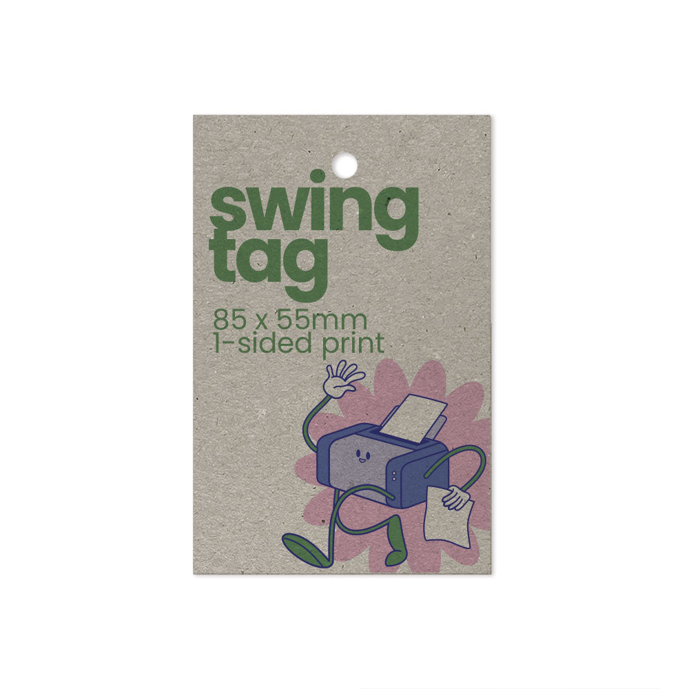 Recycled Printed Swing Tags - 85 x 55mm + 4mm Punched Hole