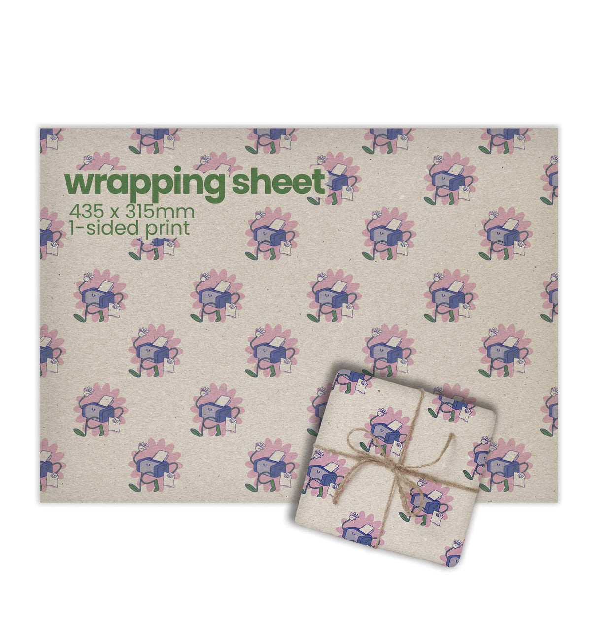 Recycled Printed Wrapping Paper Sheets - Large - 435 x 315mm