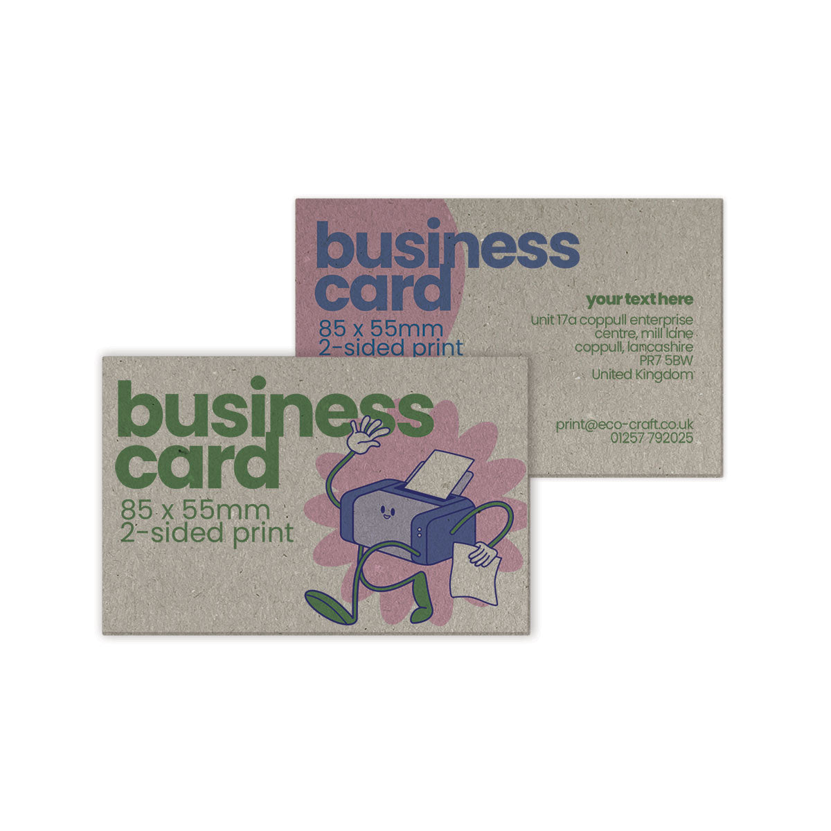 Double Sided Recycled Printed Business Cards - 85 x 55mm