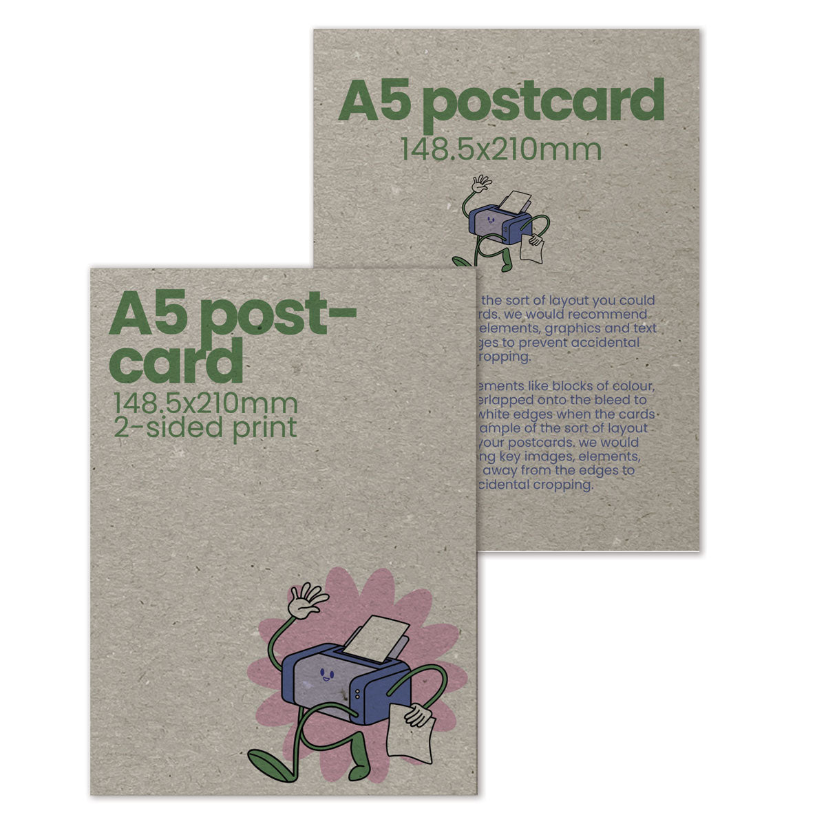 Printed A5 Postcards - Recycled - 148.5 x 210mm