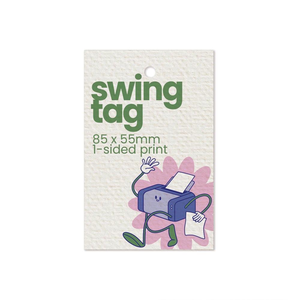 Recycled Printed Swing Tags - 85 x 55mm + 4mm Punched Hole
