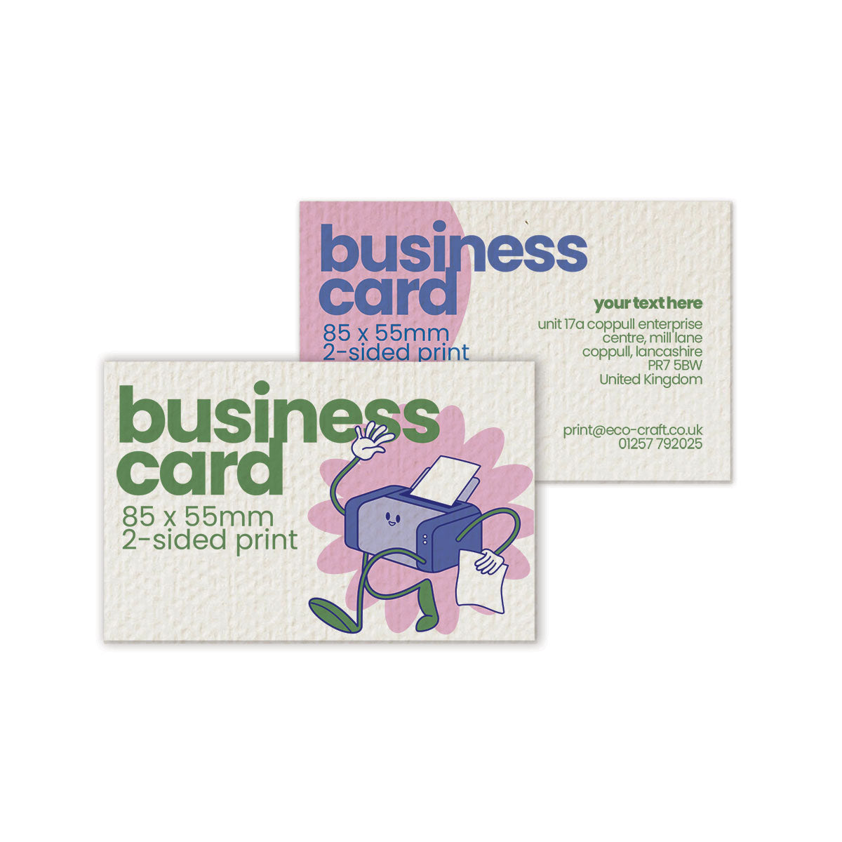 Double Sided Recycled Printed Business Cards - 85 x 55mm