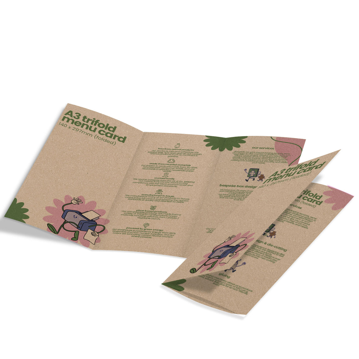 Recycled A3 Tri-Fold Menu Card