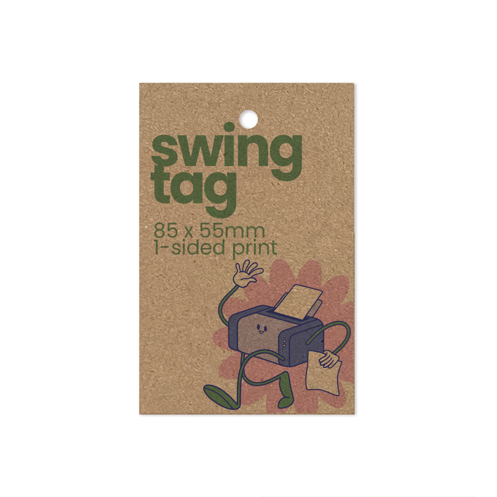 Recycled Printed Swing Tags - 85 x 55mm + 4mm Punched Hole