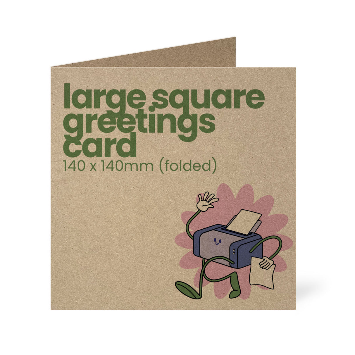 140x140mm Square Printed Greetings Card - Recycled