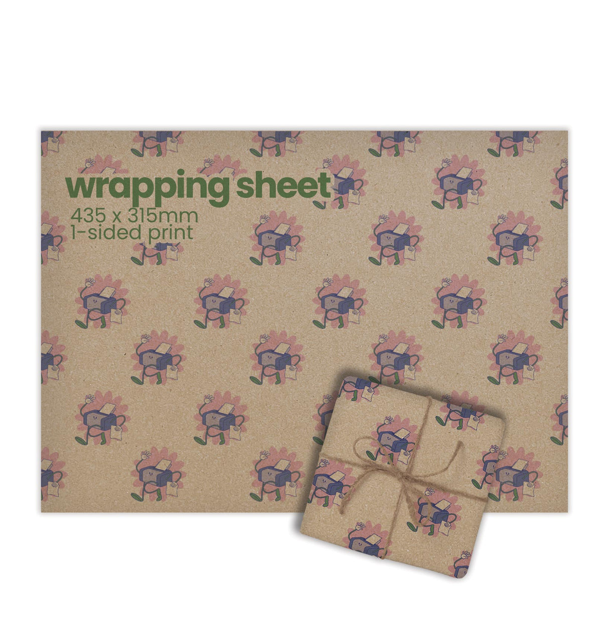 Recycled Printed Wrapping Paper Sheets - Large - 435 x 315mm