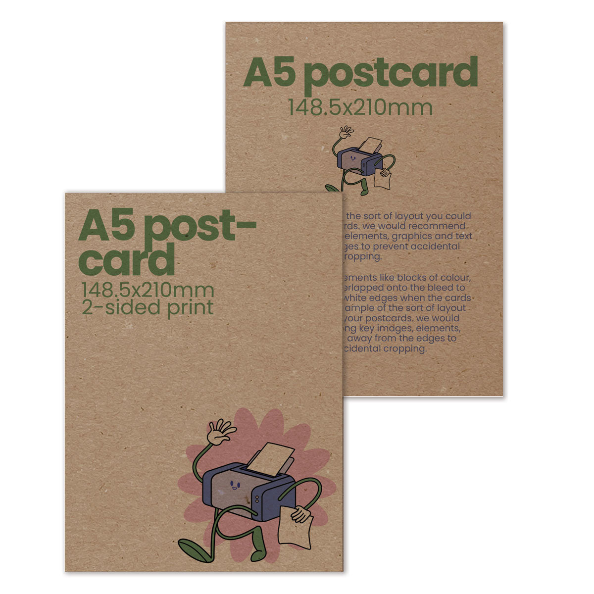 Printed A5 Postcards - Recycled - 148.5 x 210mm