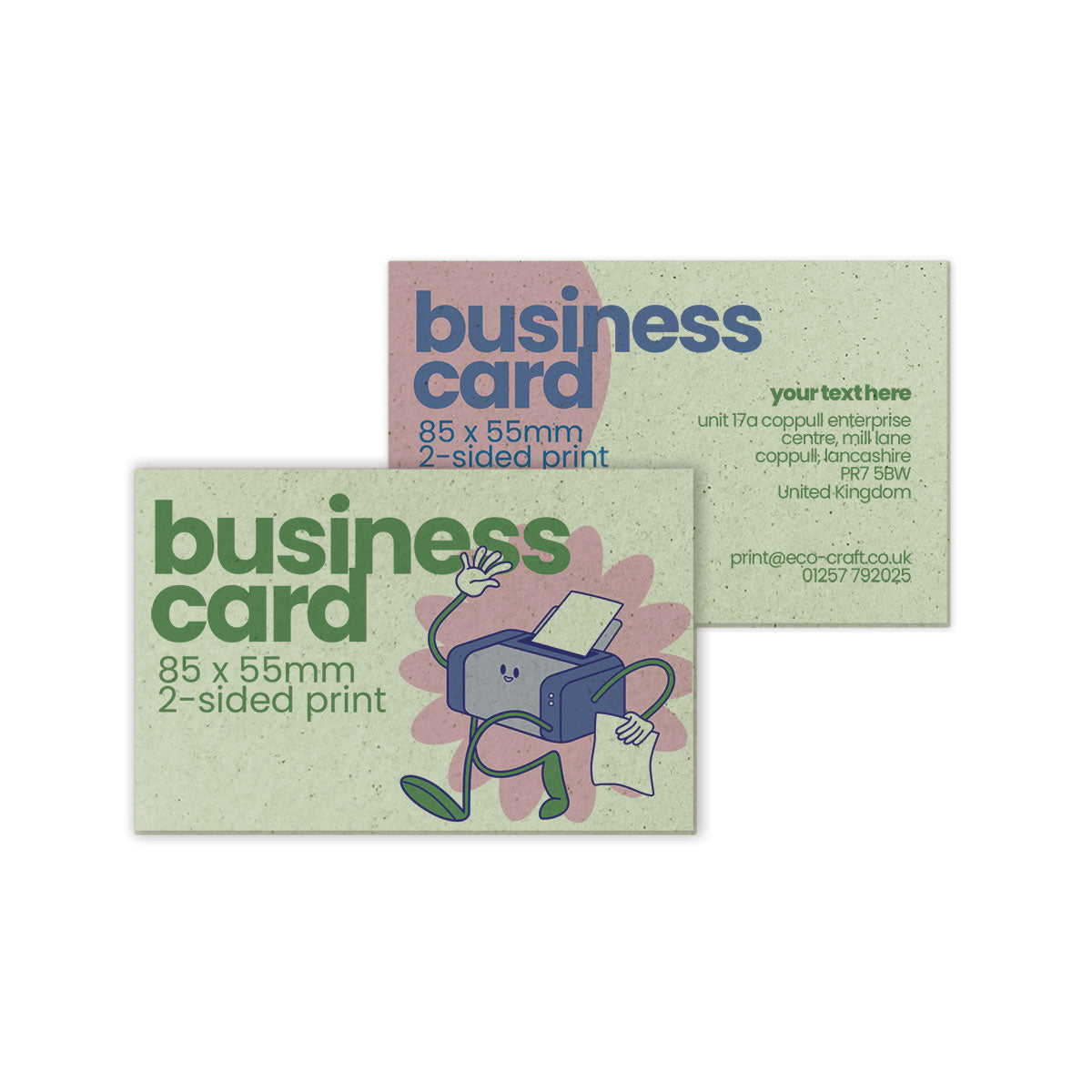 Double Sided Recycled Printed Business Cards - 85 x 55mm
