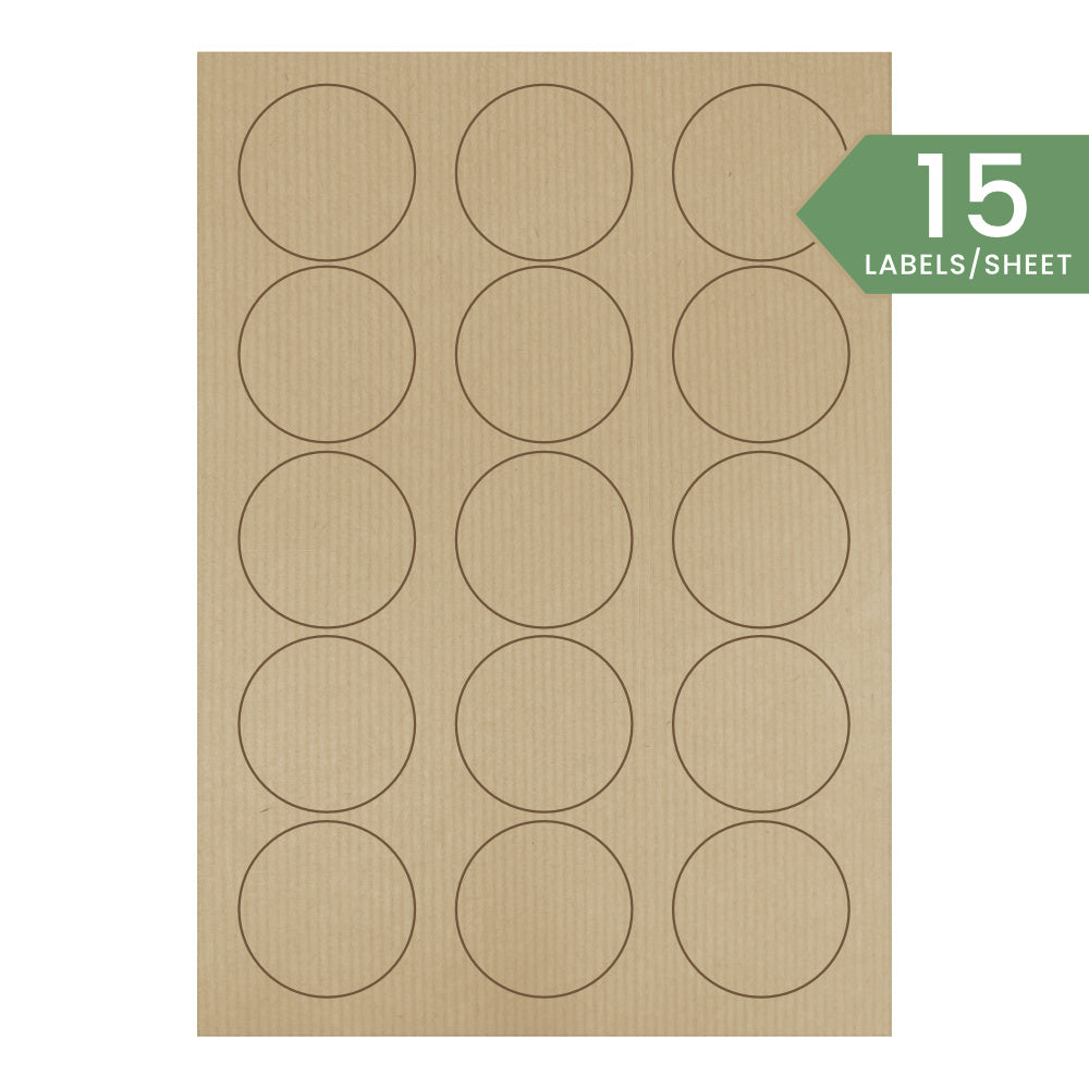 51mm Circle Printed Labels -Kraft Brown