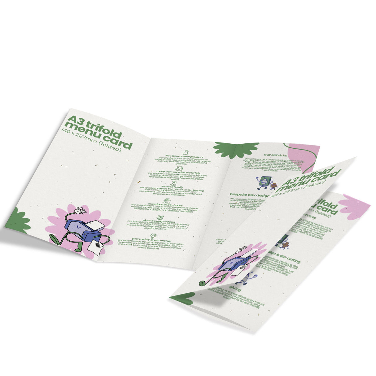 Recycled A3 Tri-Fold Menu Card