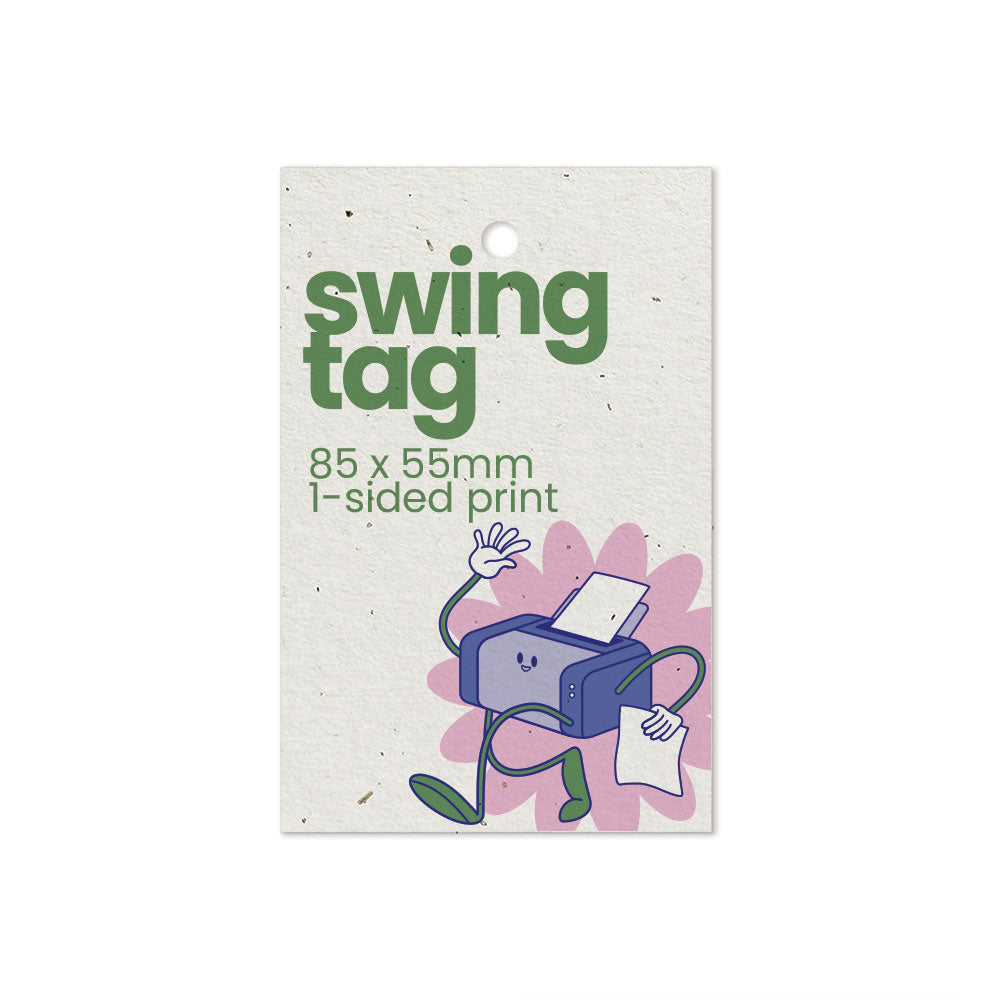 Recycled Printed Swing Tags - 85 x 55mm + 4mm Punched Hole