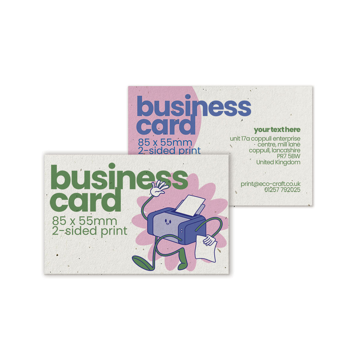 Double Sided Recycled Printed Business Cards - 85 x 55mm