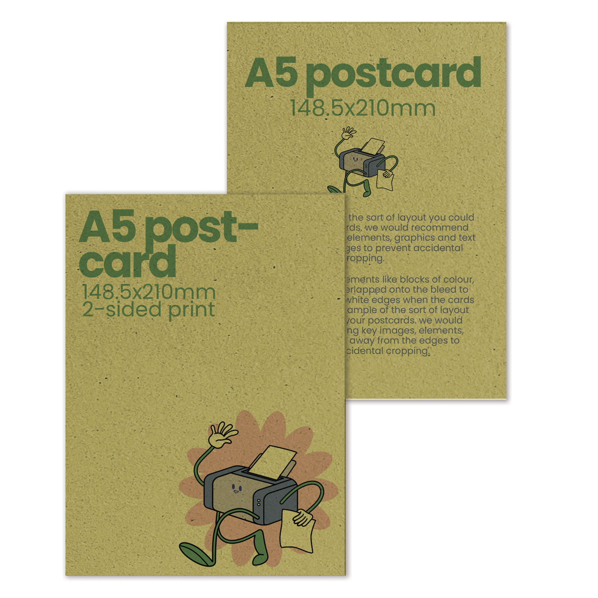 Printed A5 Postcards - Recycled - 148.5 x 210mm
