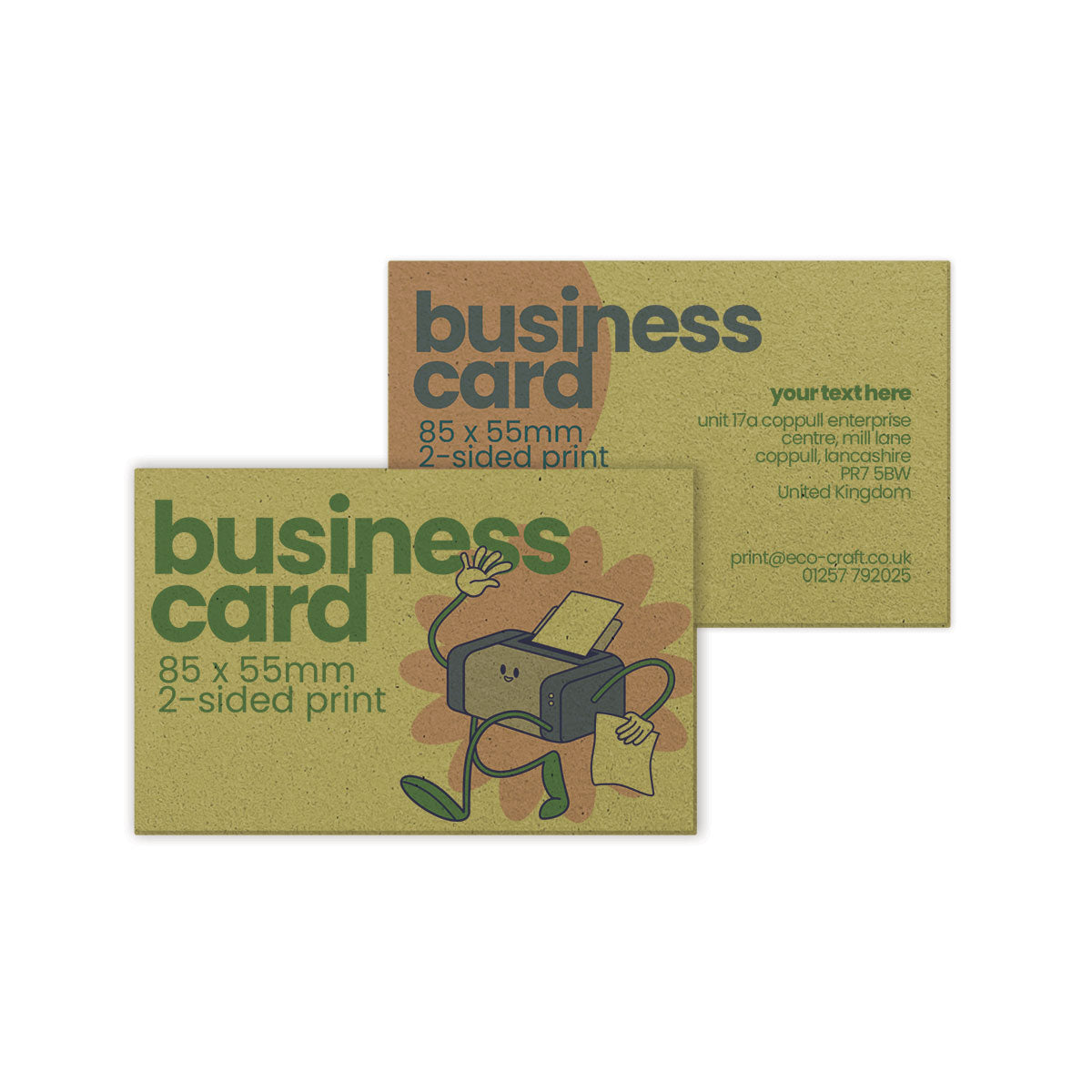 Double Sided Recycled Printed Business Cards - 85 x 55mm