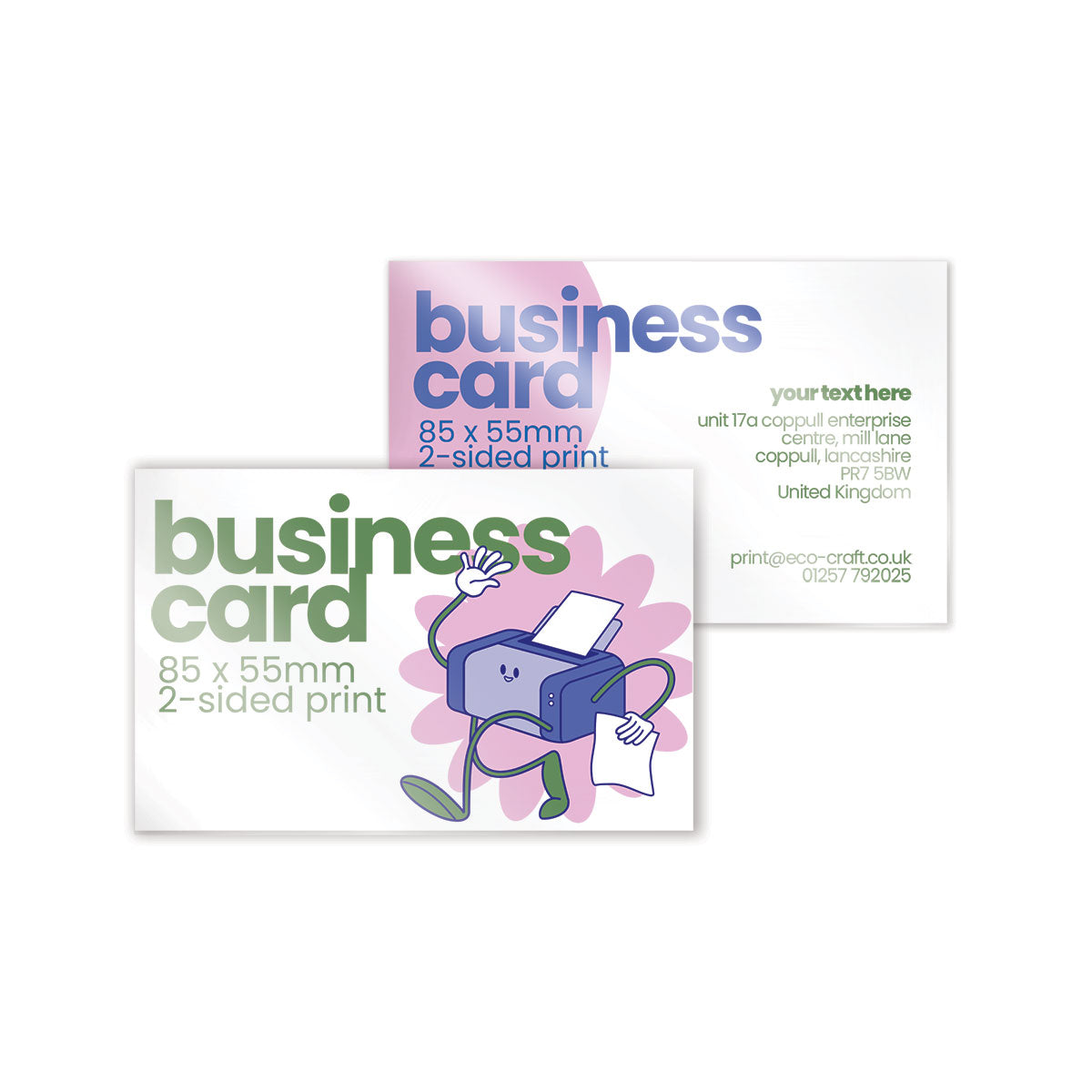 Double Sided Recycled Printed Business Cards - 85 x 55mm