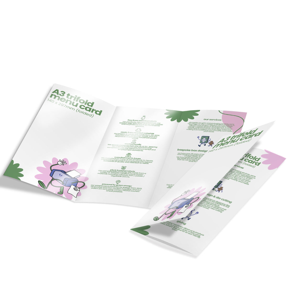 Recycled A3 Tri-Fold Menu Card