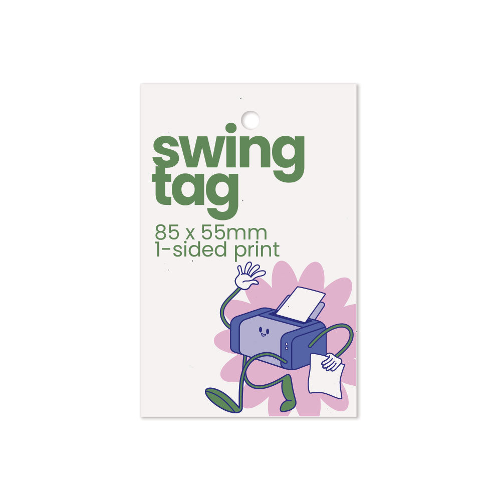Recycled Printed Swing Tags - 85 x 55mm + 4mm Punched Hole