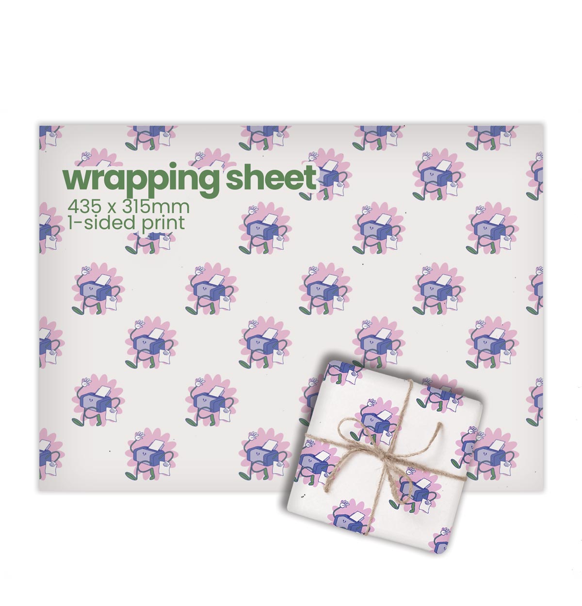 Recycled Printed Wrapping Paper Sheets - Large - 435 x 315mm