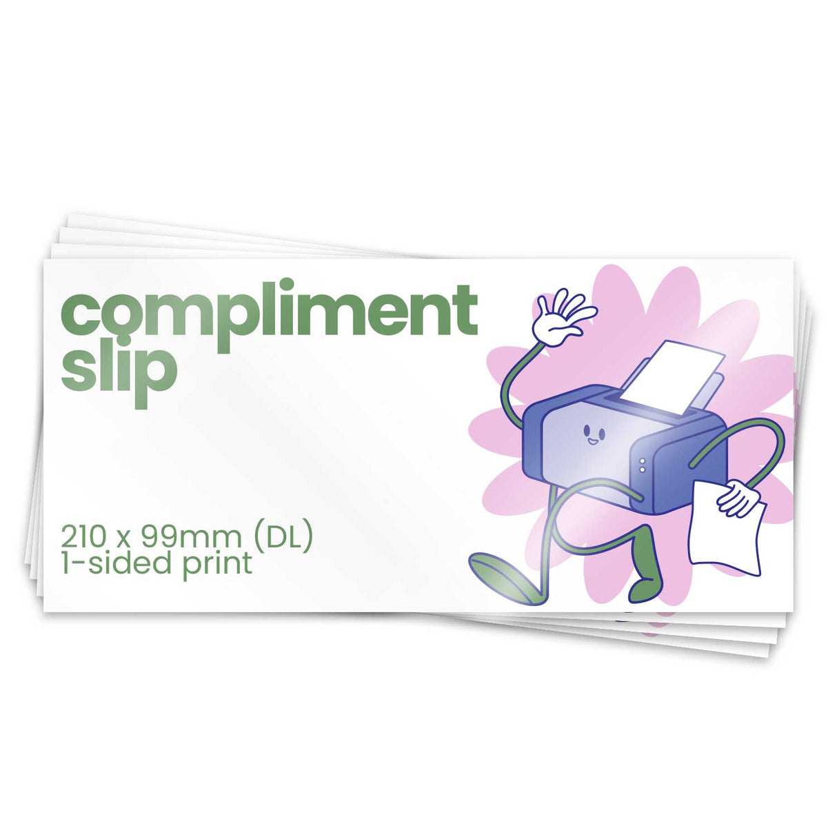Single-Sided DL Recycled Printed Compliment Slips - 99 x 210mm