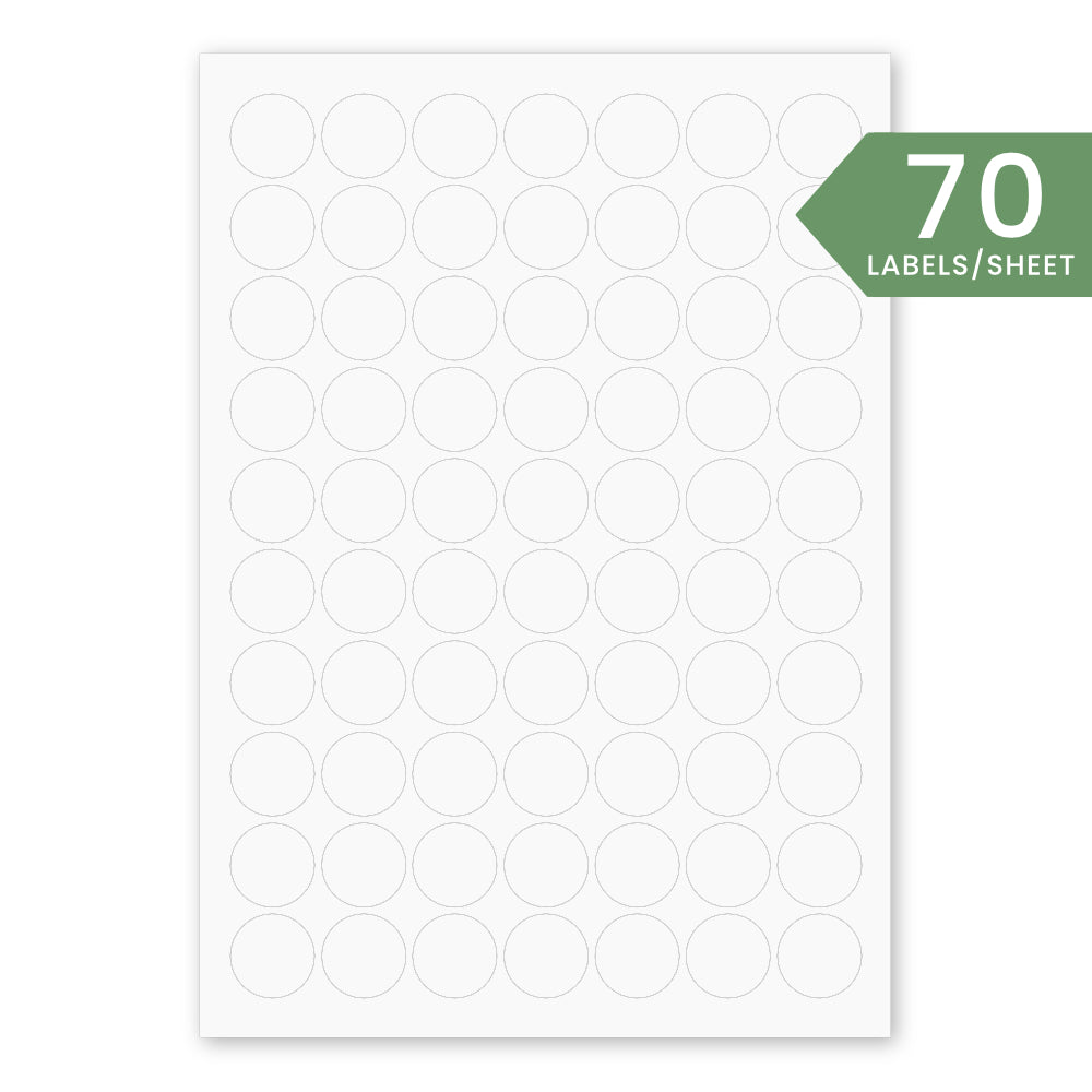 25mm Circle Printed Labels - Recycled White