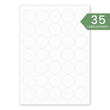 37mm Circle Printed Labels - Recycled White