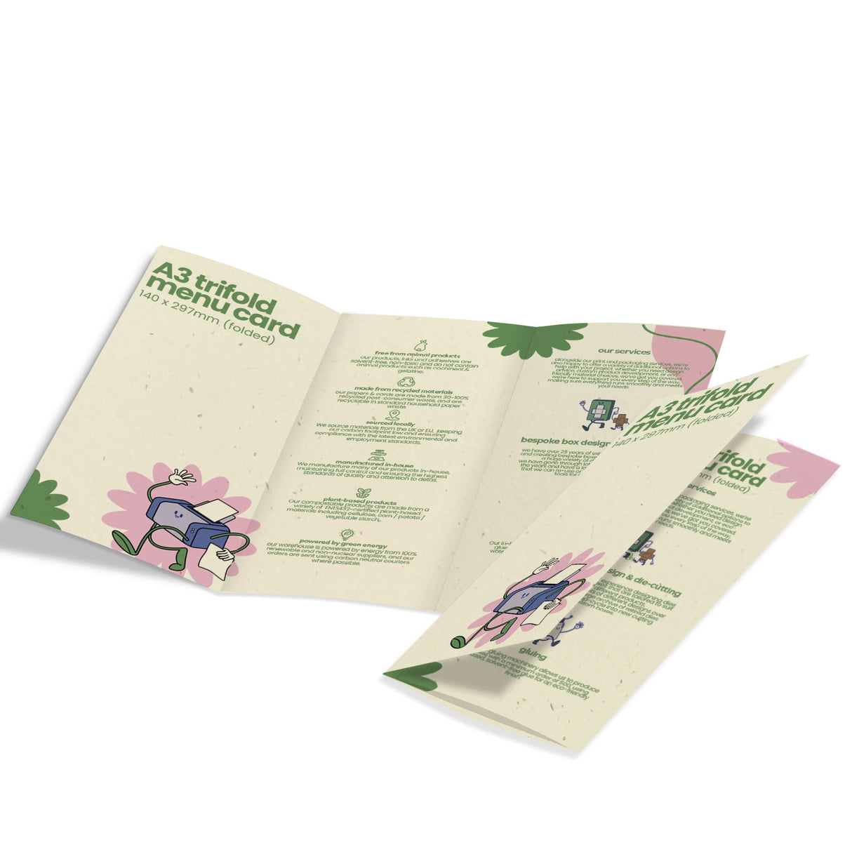 Recycled A3 Tri-Fold Menu Card