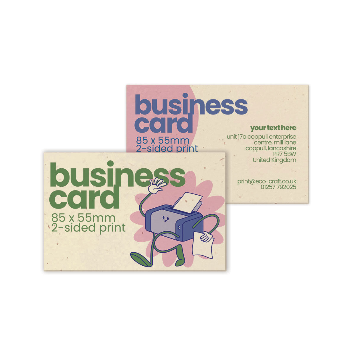 Double Sided Recycled Printed Business Cards - 85 x 55mm