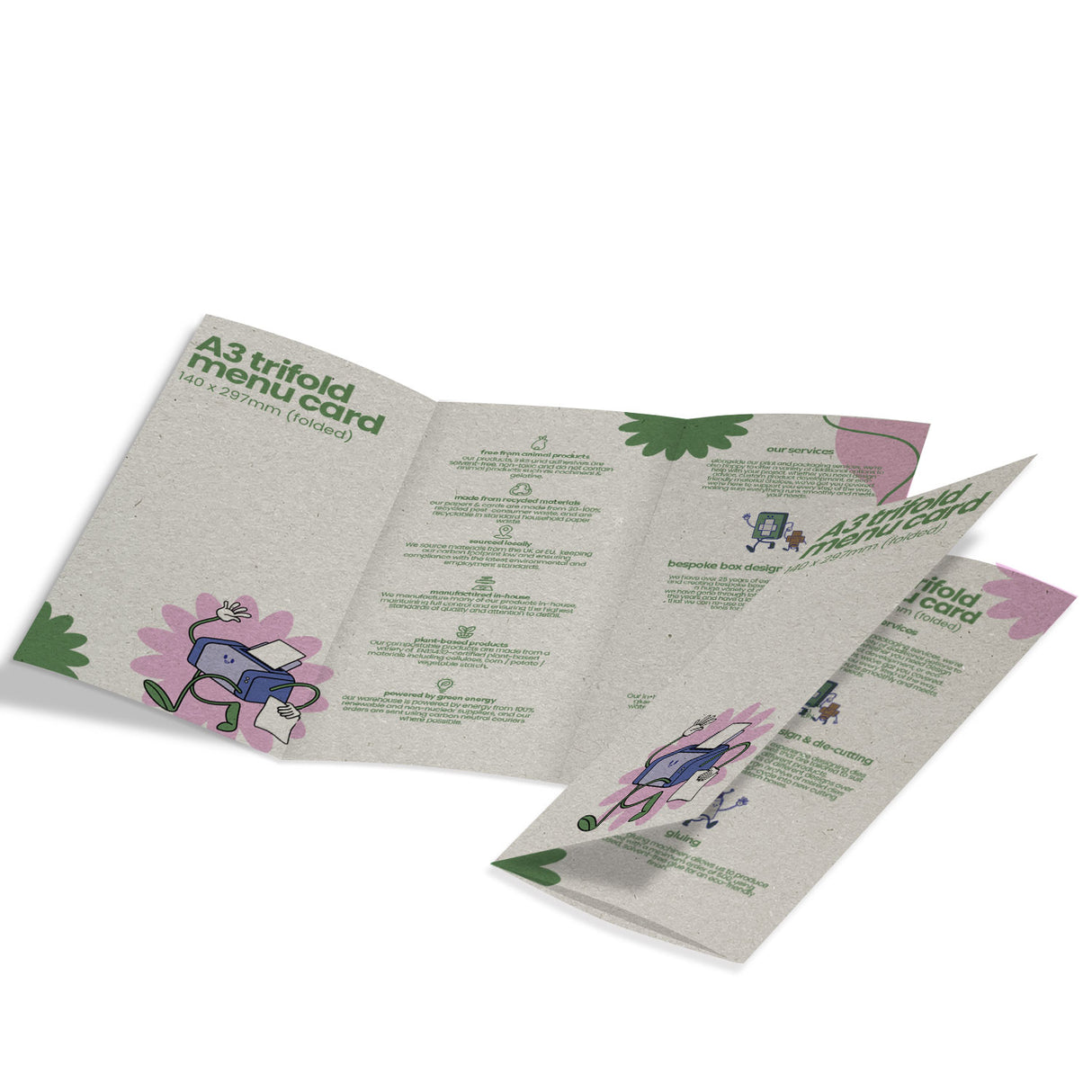 Recycled A3 Tri-Fold Menu Card