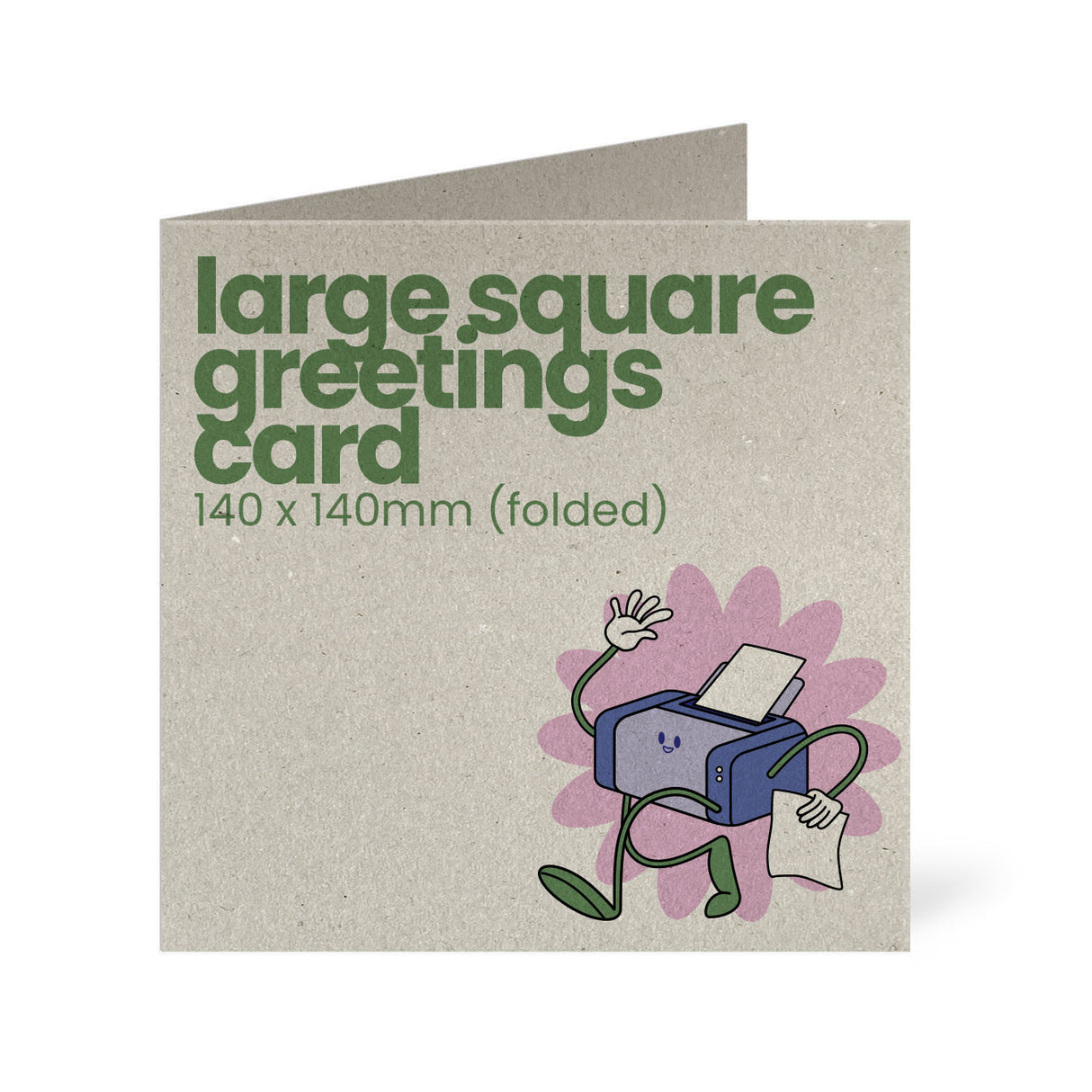 140x140mm Square Printed Greetings Card - Recycled