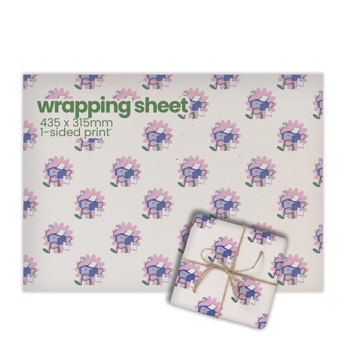 Recycled Printed Wrapping Paper Sheets - Large - 435 x 315mm