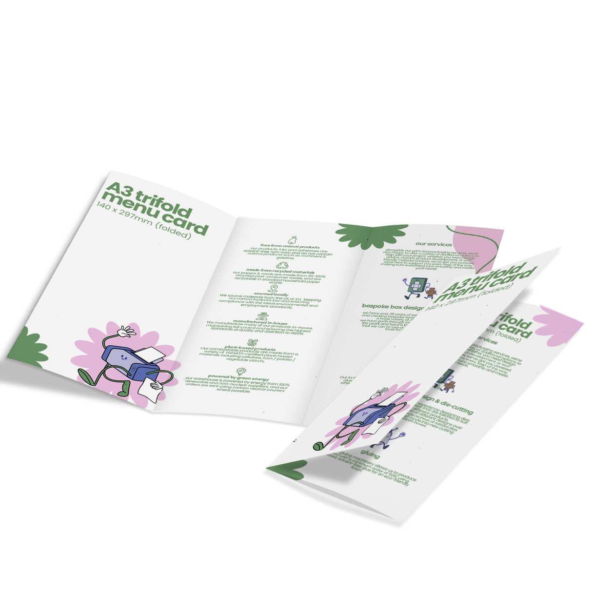 Recycled A3 Tri-Fold Menu Card